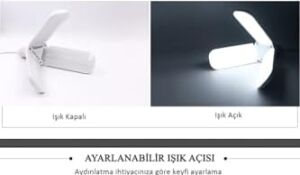 Pervane LED Ampul 3 Kollu Katlanabilir Cata 42W 6400K Beyaz Işık Yaprak LED Ampul