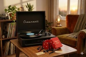 Casablanca Retro Çanta Pikap - 3 Devirli (33/45/78), Dahili Hoparlörlü, Bluetooth Bağlantılı, Nostaljik Taşınabilir Plak Çalar - Siyah