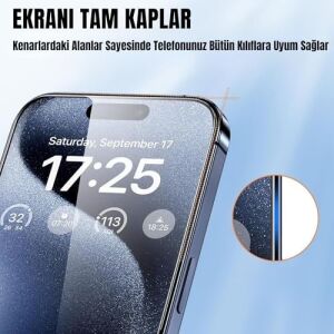 Madnova Apple iPhone 13/13 PRO/14/16E Ile Uyumlu Hizalama Aparatlı ve Takılırken Cam Altında Toz Bırakmaz Darbelere Karşı Ekstra Güçlü Ekran Koruyucu Cam
