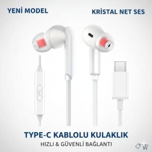Kalın Silikon Kablolu Type C Kulaklık Tüm Typec Çıkışlı Cihazlara Uyumlu Tak Çalıştır Tak Kullan Bluetooth Gerekmez Mükemel Ses Bass Tiz Mikrofon Aaa Kalite !!! TC21 Beyaz
