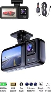 Sürüş ve Park Halinde Kesintisiz Güvenlik Için 3 Kameralı Profesyonel Dashcam