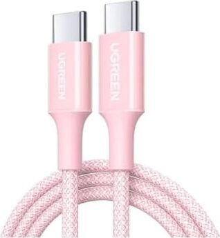 Usb-C 100W 5A Qc Pd Örgülü Hızlı Şarj Kablosu, 1 Metre, Pembe, 65251
