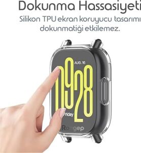 Xiaomi Redmi Watch 5 Active Için 360° Kasa Koruyucu Yumuşak Tpu Kılıf Dokunmatiği ve Görüntüyü Etkilemeyen Darbelere ve Çizilmeye Karşı Redmi Watch 5 Active Ekran Koruyucu Kılıf (Şeffaf)