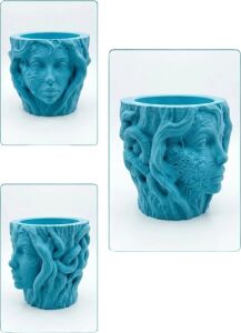 Minimalist Kadın Yüzü Heykel Tasarımlı 3D Dekoratif Saksı Vazo