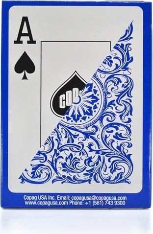 Copag ELITE%100 Plastik Oyun Kartları, Poker Boyu Jumbo Endeks Tek Deste, Mavi