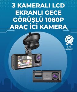 Gece Görüşlü 3'lü Araç Kamerası – Geri Görüş Destekli, 170° Geniş Açı