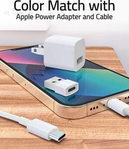 USB - USB C Adaptörü 4 Paket, Tip C Dişi - USB Erkek Dönüştürücü Güç Şarj Kablosu Adaptörü Magsafe Apple Watch Serisi 10/se/ultra 2 iPhone 17 E Air Pro Max Airpods Pro ile Uyumlu, Beyaz