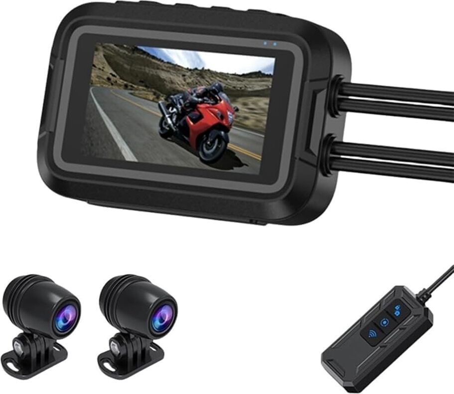 Çift Ön–arka Motosiklet Kamerası – Full Hd 1080P, 150° Geniş Açı Lens, 3.0” IPS Ekran, Wifi Destekli Dvr Kayıt, G-Sensör, Uzaktan Kumanda, 128GB Tf Kart Destekli, Dc 5–24V Güç Girişi | V9