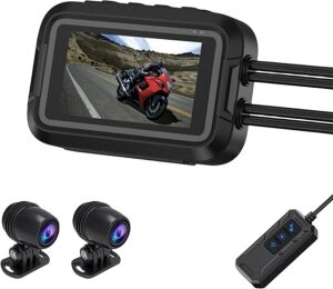 Çift Ön–arka Motosiklet Kamerası – Full Hd 1080P, 150° Geniş Açı Lens, 3.0” IPS Ekran, Wifi Destekli Dvr Kayıt, G-Sensör, Uzaktan Kumanda, 128GB Tf Kart Destekli, Dc 5–24V Güç Girişi | V9