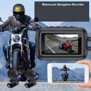 Çift Ön–arka Motosiklet Kamerası – Full Hd 1080P, 150° Geniş Açı Lens, 3.0” IPS Ekran, Wifi Destekli Dvr Kayıt, G-Sensör, Uzaktan Kumanda, 128GB Tf Kart Destekli, Dc 5–24V Güç Girişi | V9