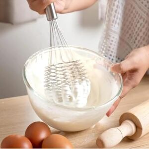Helezon Yaylı Çırpıcı – 304 Paslanmaz Çelik Makarna Çırpıcı & Çırpma Teli, Yaylı Spiral Tasarım, Kıvamlı Yumurta, Krema, Pasta ve Hamur Çırpma, Dayanıklı Profesyonel Mutfak Gereci