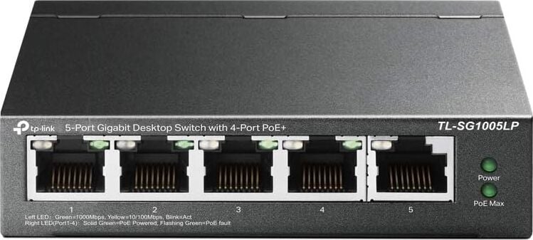 TL-SG1005LP, 4 Port Poe + ile 5 Port Gigabit Masaüstü Switch