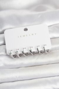 Pirinç Gümüş Renk Yılan Model Kadın Küpe Seti