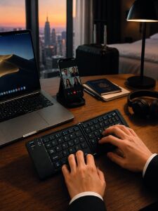 Bluetooth Katlanabilir Klavye Usb-C Şarjlı 3 Cihaz Bağlantılı Taşınabilir Klavye