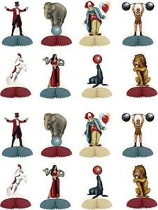Beistle Vintage Circus Mini Masa Başlıkları, 16 Adet, 12,7 Cm, Çok Renkli