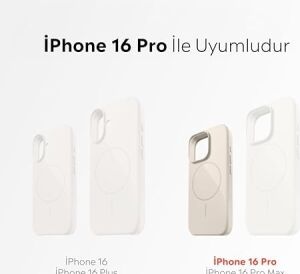 iPhone Kablosuz Şarj Ile Uyumlu Sert Mika Çizilmeye Dayanıklı Koruyucu Kılıf Ince Form Mikrofiber Kaplama (Çöl, iPhone 16 Pro)