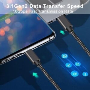 100W Type-C To Type-C USB 3.1 Gen2 10 Gbps 4k@60hz Hızlı Şarj Data ve Görüntü Aktarım Kablosu Örgülü Gn (50 Cm)