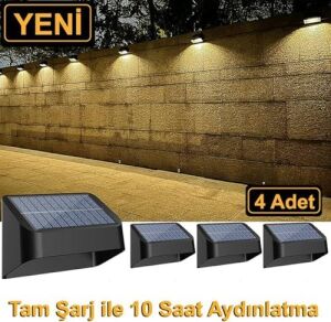 Güneş Enerjili 8 Renk Geçişli Duvar Aydınlatma (4 Adet) / GT-SL16