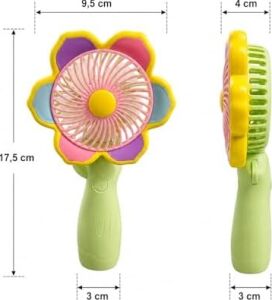 Mini El Fanı USB Şarjlı Type-C Bağlantılı 3 Kademeli Taşınabilir Elektrikli Fan Masaüstü ve El Tipi Kullanım Renk Serinletici Fan Yeşil Pembe Sarı Çiçek