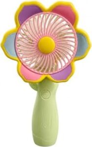 Mini El Fanı USB Şarjlı Type-C Bağlantılı 3 Kademeli Taşınabilir Elektrikli Fan Masaüstü ve El Tipi Kullanım Renk Serinletici Fan Yeşil Pembe Sarı Çiçek