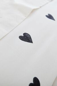 Heart Tek Kişilik Çarşafı Lastikli Kalpli Nevresim Takımı Siyah