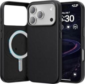 - iPhone 17 Pro ile Uyumlu Kılıf Leather Magsafe Deri Liquid Kapak Hassas Butonlu Içi Kadife Sert Silikon