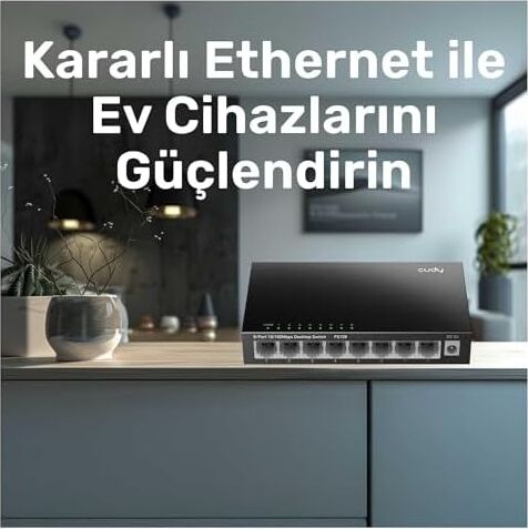 Cudy FS108 8-Port 10/100MBPS Metal Kasa Masaüstü Switch, Tak ve Çalıştır, Duvara Monte Edilebilir Tasarım, Fansız Sessiz Çalışma, Ev ve Ofis Için Ethernet Çoklayıcı