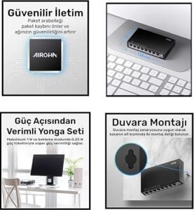 Cudy FS108 8-Port 10/100MBPS Metal Kasa Masaüstü Switch, Tak ve Çalıştır, Duvara Monte Edilebilir Tasarım, Fansız Sessiz Çalışma, Ev ve Ofis Için Ethernet Çoklayıcı