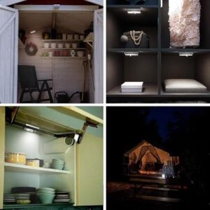 Pille Çalışan Duvar Anahtarı Tipi Cob LED Lamba, Kablosuz Dolap Içi Aydınlatma, Mıknatıslı, Yapışkanlı Gece Lambası, Kitap Lambası (2 Adet)