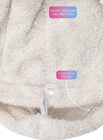 Mikrofiber Saç Havlusu Süper Emici Hızlı Kuruyan Türban Saç Havlusu Şapkası – Uzun Kıvırcık Kalın Saçlar Için Duş Saç Kurutma Havlusu, Plaj Havuz Banyo Kullanım (Krem)