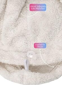 Mikrofiber Saç Havlusu Süper Emici Hızlı Kuruyan Türban Saç Havlusu Şapkası – Uzun Kıvırcık Kalın Saçlar Için Duş Saç Kurutma Havlusu, Plaj Havuz Banyo Kullanım (Krem)