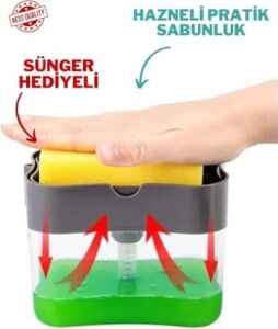 Süngerli Sıvı Bulaşık Deterjanı Dispanseri, Süngerli Basmatik Sıvı Deterjanlık