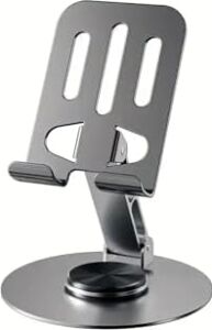 Duffa Premium Full Metal Masaüstü Tablet ve Telefon Standı - 360° Mekanik Döner Tabanlı Katlanabilir Telefon Tutucu, Tüm Tabletlerle Uyumlu Ayarlanabilir Metal Stand (Uzay Grisi)