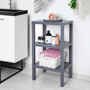 3 Katlı Köşe Rafı | Banyo, Mutfak ve Kiler Için Yer Tasarruflu Organizer | Çok Amaçlı Plastik Raf | 3 Farklı Renk Seçeneği (38X29X74CM) (Gri)