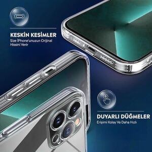 Apple iPhone 14 Pro Kamera Korumalı Şeffaf Silikon Kılıf