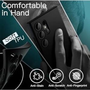 & Aksesuar  Galaxy S24 Ultra ile Uyumlu Içi Kadife Kamera Korumalı Lansman Silikon Kılıf Ince Yapılı Tam Koruma Sağlayan Kamera Korumalı Kılıf (Siyah)