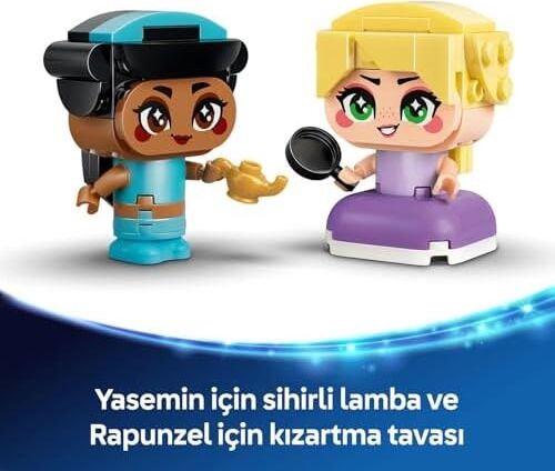 Princess Mini Yasemin ve Rapunzel 43303 – 5 Yaş ve Üzeri Çocuklar Için Karakterlerin Sihirli Lamba ve Tava Aksesuarlarını Içeren Yaratıcı Oyuncak Yapım Seti, Hediye Fikri (59 Parça)