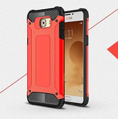 Galaxy C5 ile Uyumlu Çift Katman Koruyucu Crash Military Tank Kılıf - Kırmızı
