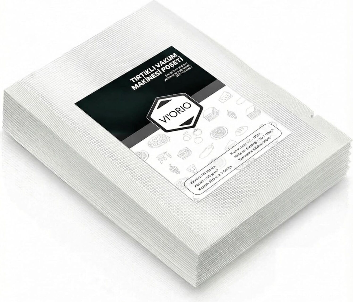 100 Adet Tırtıklı Vakum Makinesi Poşeti Torbası (Seçenekli) (25X35CM)