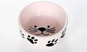 Seramik Kase Kedi Mama Su Kabı Pembe Renk 2'li