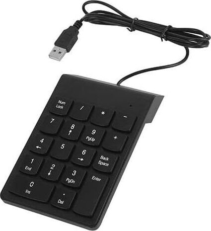 PX-1864 USB 2.0 Siyah Kablolu Numerik Klavye Keypad, USB Sayısal Tuş Takımı, Pc Laptop Notebook Için Kablolu Numpad, Ev Ofis Muhasebe Excel Veri Girişi Kullanımına Uygun