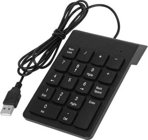 PX-1864 USB 2.0 Siyah Kablolu Numerik Klavye Keypad, USB Sayısal Tuş Takımı, Pc Laptop Notebook Için Kablolu Numpad, Ev Ofis Muhasebe Excel Veri Girişi Kullanımına Uygun