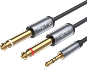 3.5mm To 6.35MM 2*mono Amfi Enstrüman Aux Ses Kablosu 1.8 Metre