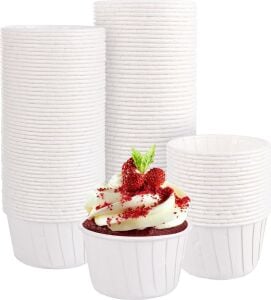 50'li Beyaz Muffin Kek Kalıbı, Kek Kapsülü Cupcake Kalıbı, Airfryer Uyumlu