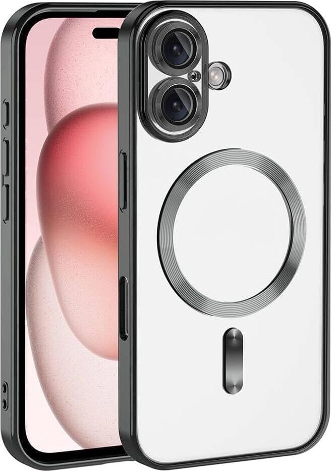 & Aksesuar iPhone 16 Için Magsafe ile Uyumlu Arka Kısmı Parlak Şeffaf Yapıya Sahip Kenarları Silikon Yapılı Güçlendirilmiş Mıknatıslı Kamera Lens Koruyuculu Wireless Kablosuz Şarj Destekli