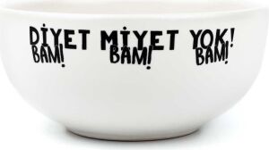 Diyet Miyet Yok! Krem Seramik Kase - Hediye Seramik Kase