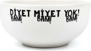 Diyet Miyet Yok! Krem Seramik Kase - Hediye Seramik Kase