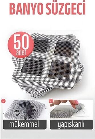 Banyo Gider Süzgeci 50 Adet Yapışkanlı Filtre, 10X10 cm