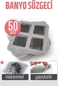 Banyo Gider Süzgeci 50 Adet Yapışkanlı Filtre, 10X10 cm