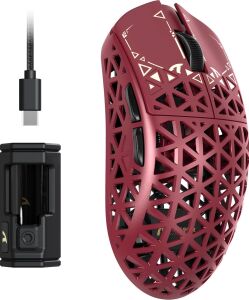 Attack Shark R5 Ultra Karbon Fiber Hyperspeed Kablosuz Gaming Mouse – 39G Süper Hafif, PAW3950MAX Sensör, 42000 Dpı, 8000Hz Kablosuz Polling, Bt/2.4g/kablolu Usb-C, Windows/mac Uyumlu – Red